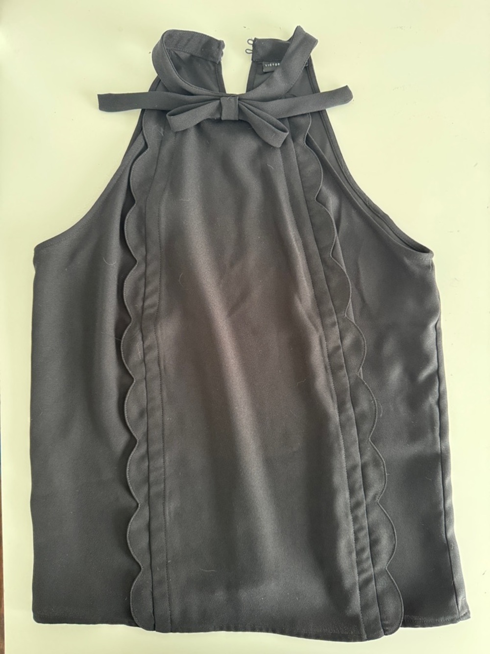 Victoria Beckham Black Scalloped Halter Camisole with Neck Tie. NWT. Size med